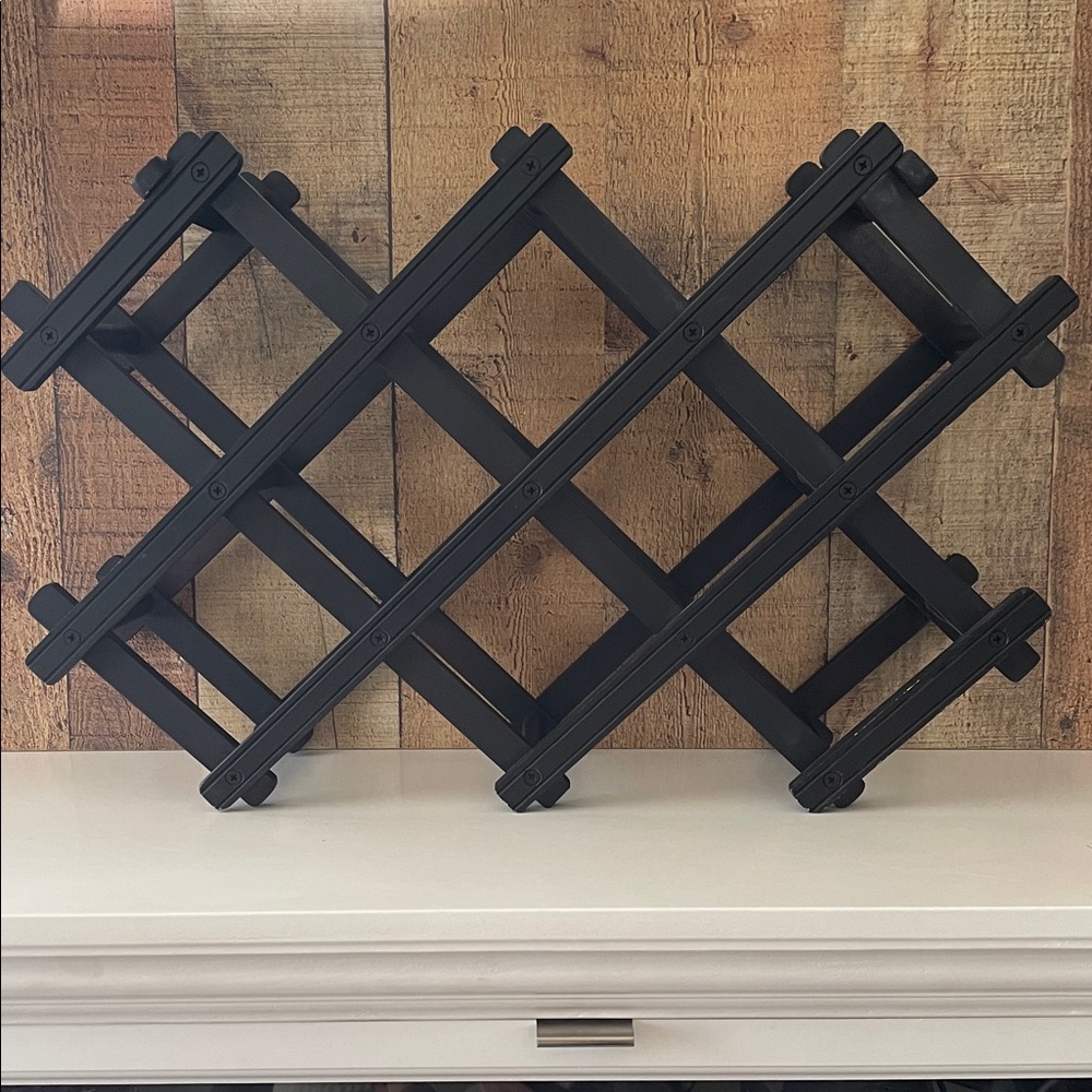 Black Wooden Accordion Countertop Wine Rack
